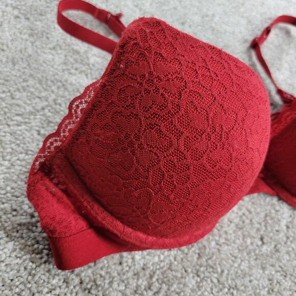 Aerie Everyday Comfort Bra Womens 34B Red Lace Padded Convertible Racerback - Picture 7 of 11